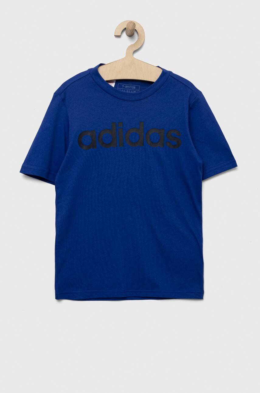 Dětské bavlněné tričko adidas s potiskem - modrá -  100 % Bavlna
