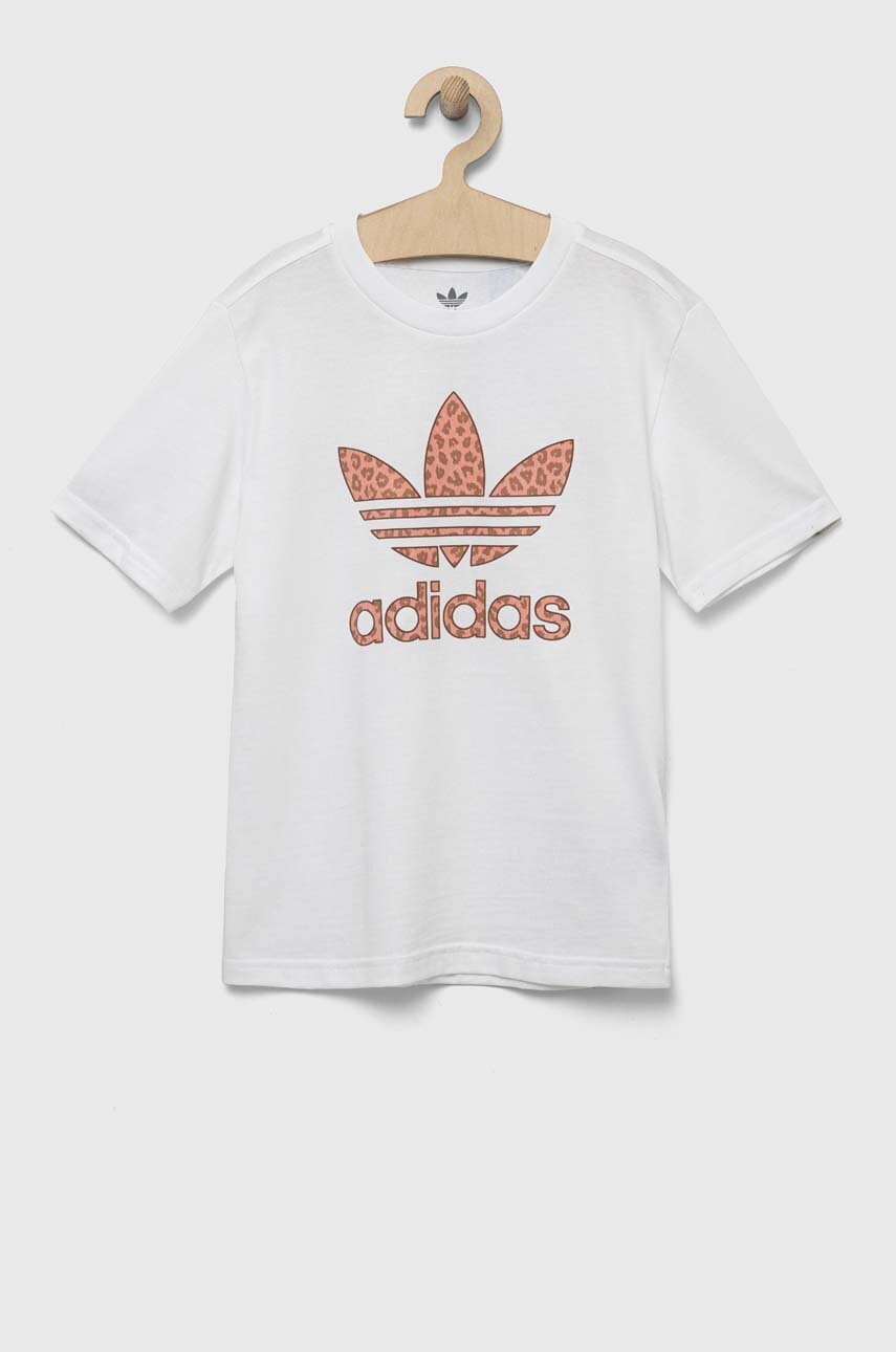 

Детская хлопковая футболка adidas Originals цвет белый с принтом