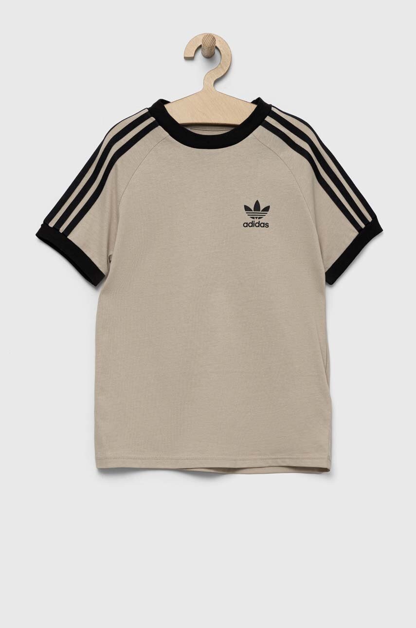 

Бавовняна футболка adidas Originals колір бежевий з принтом