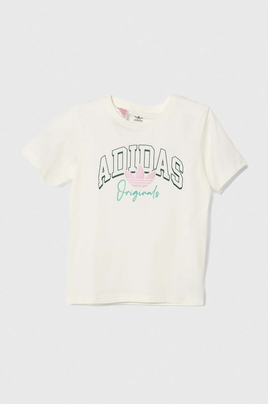 

Детская хлопковая футболка adidas Originals цвет белый с принтом
