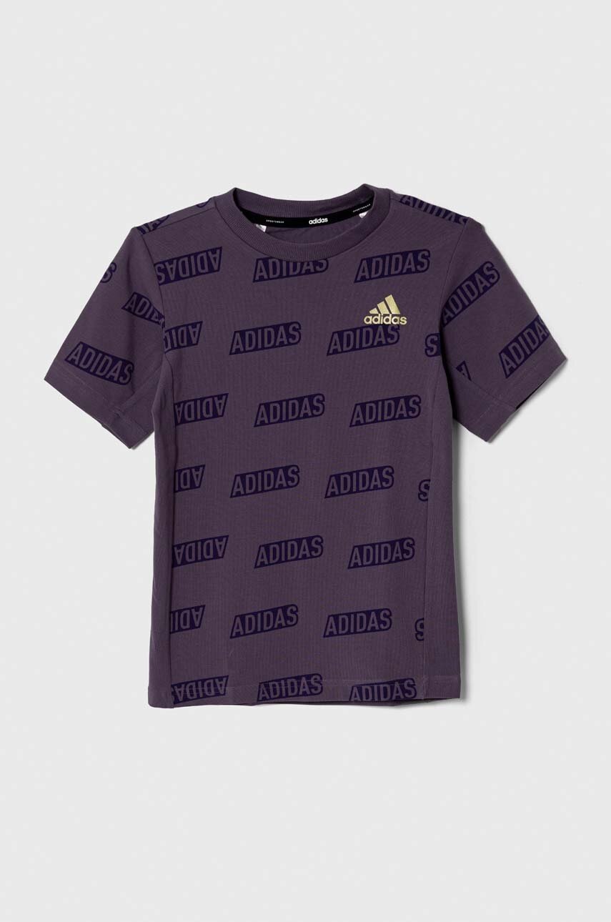 

Детская футболка adidas JB BLUV Q4AOP T цвет фиолетовый узорная