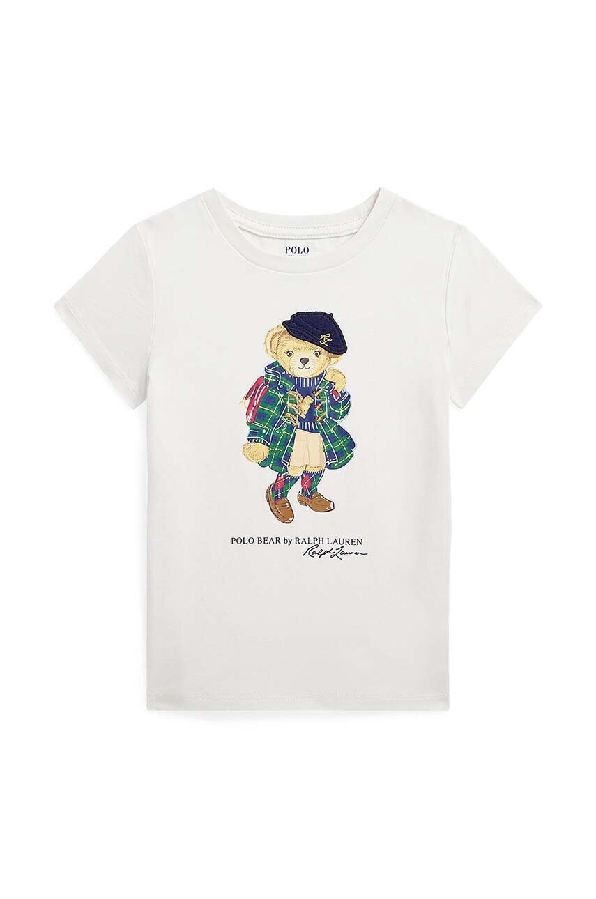 

Дитяча бавовняна футболка Polo Ralph Lauren колір білий з принтом