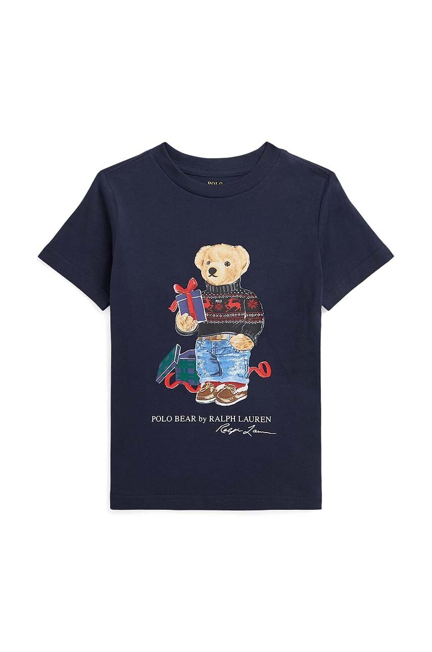 

Дитяча бавовняна футболка Polo Ralph Lauren колір синій з принтом