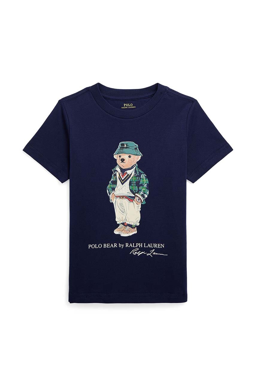 

Детска памучна тениска Polo Ralph Lauren в тъмносиньо с принт, Тъмносин
