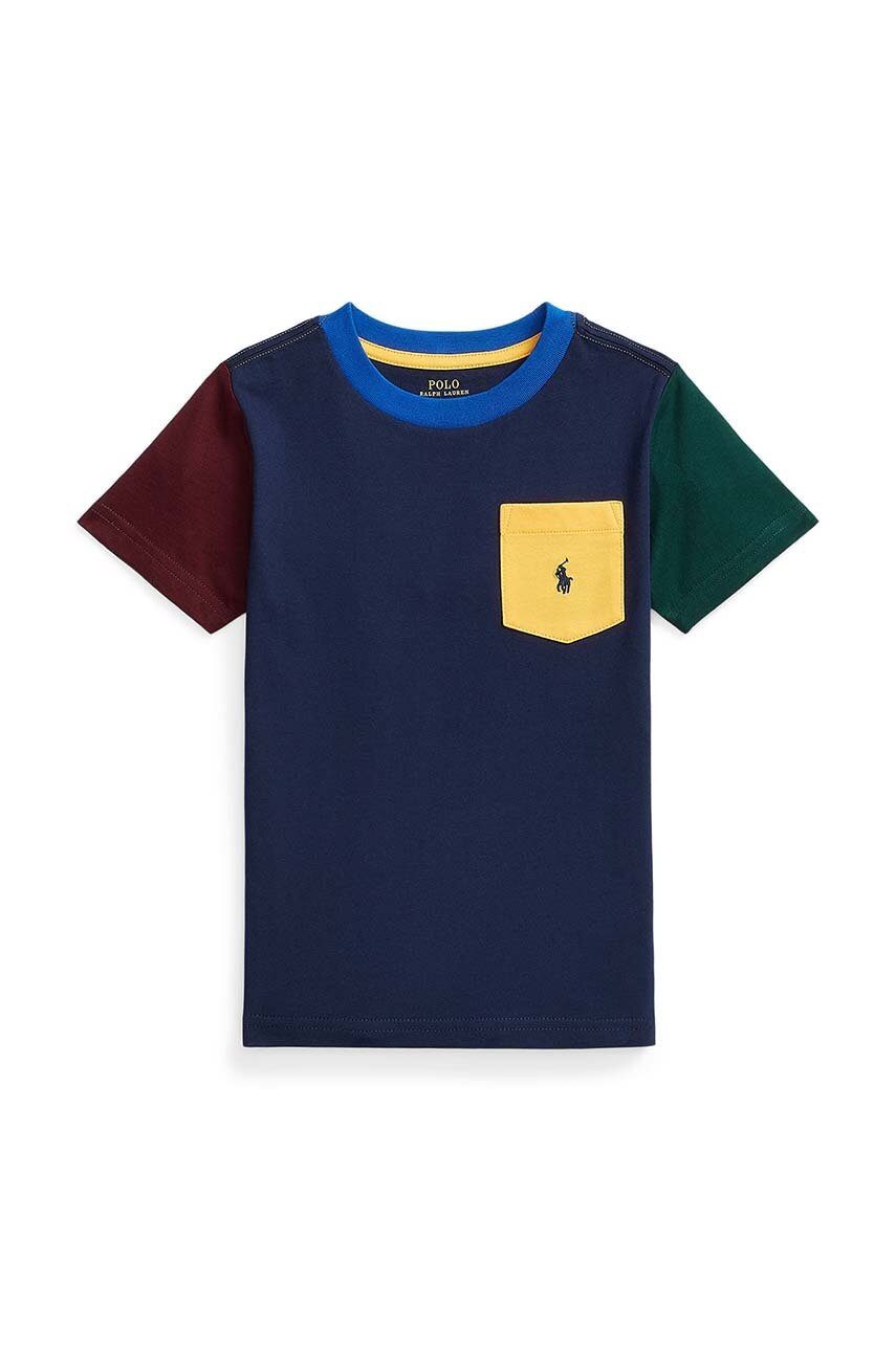 

Дитяча бавовняна футболка Polo Ralph Lauren колір синій візерунок