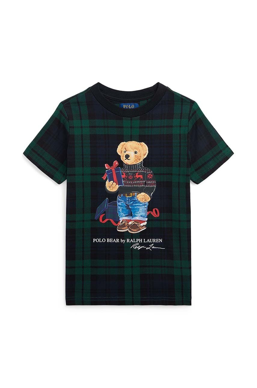 

Дитяча бавовняна футболка Polo Ralph Lauren колір чорний візерунок