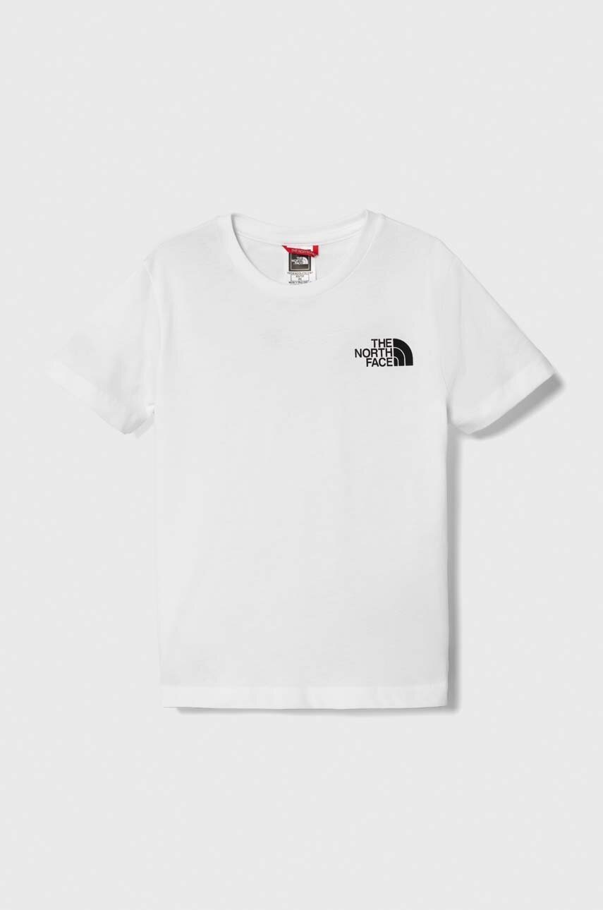

Детска памучна тениска The North Face S/S SIMPLE DOME TEE в бяло с принт, Бял