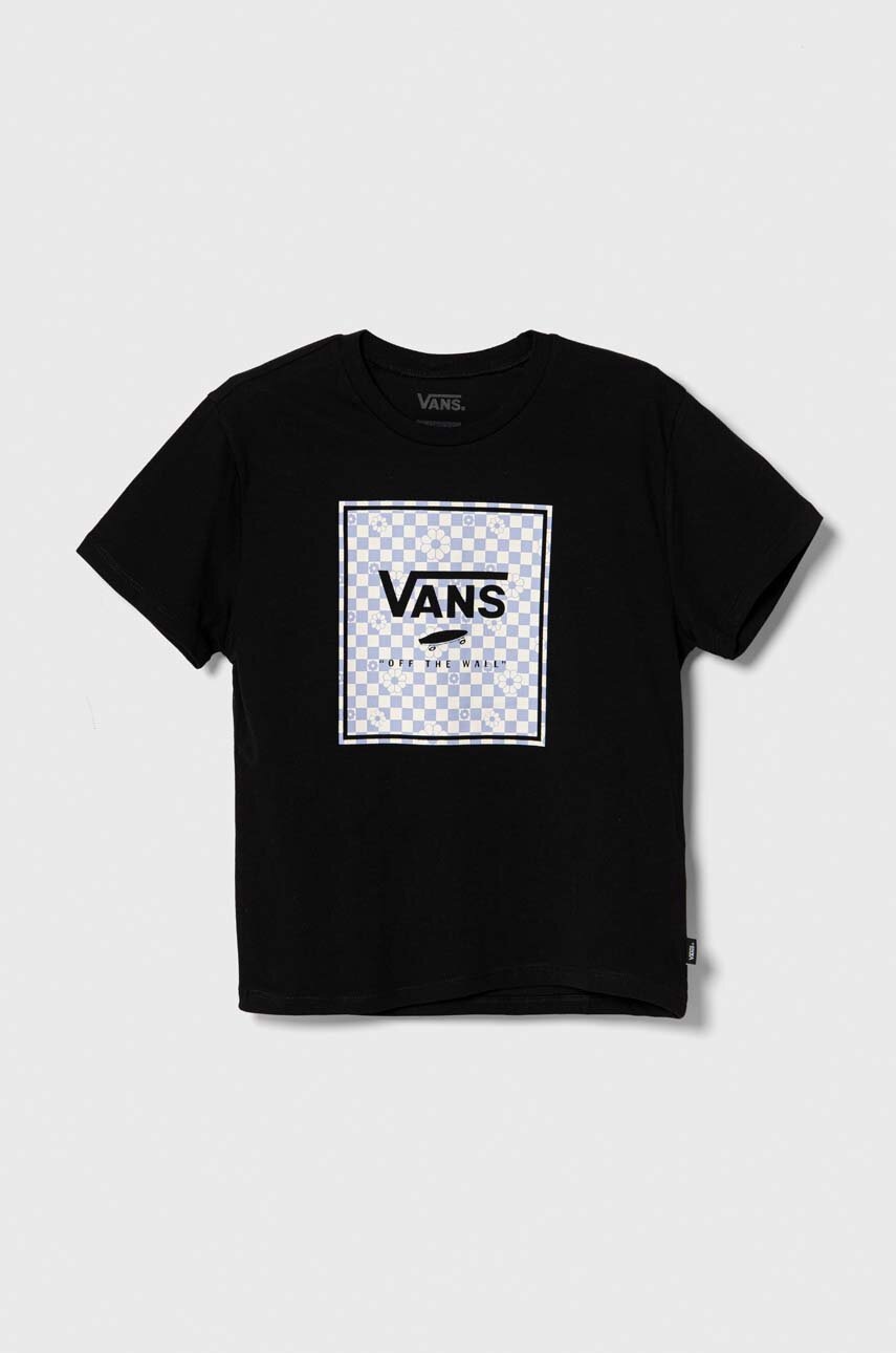 

Детская хлопковая футболка Vans BOX FILL FLORAL CREW цвет чёрный с принтом