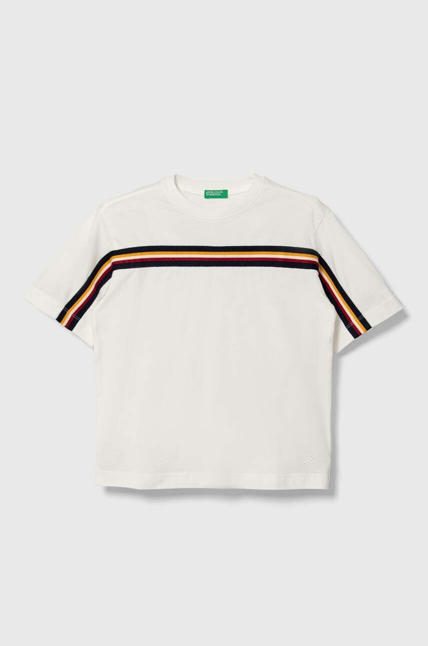 

Детская хлопковая футболка United Colors of Benetton цвет белый с аппликацией