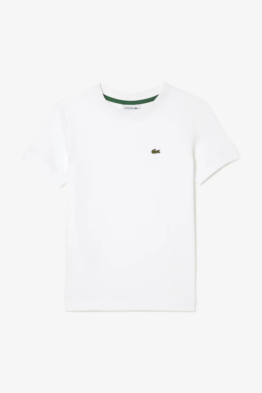 Lacoste tricou de bumbac pentru copii culoarea alb, uni, TJ1122
