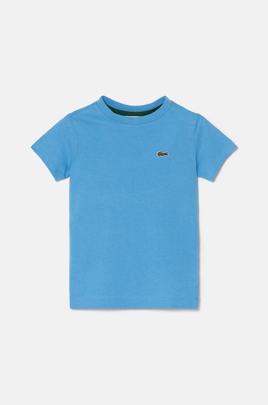 

Детска памучна тениска Lacoste в синьо с изчистен дизайн, Син