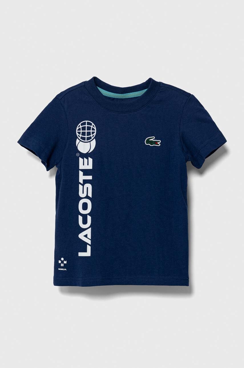 

Детска тениска Lacoste в тъмносиньо с принт, Тъмносин