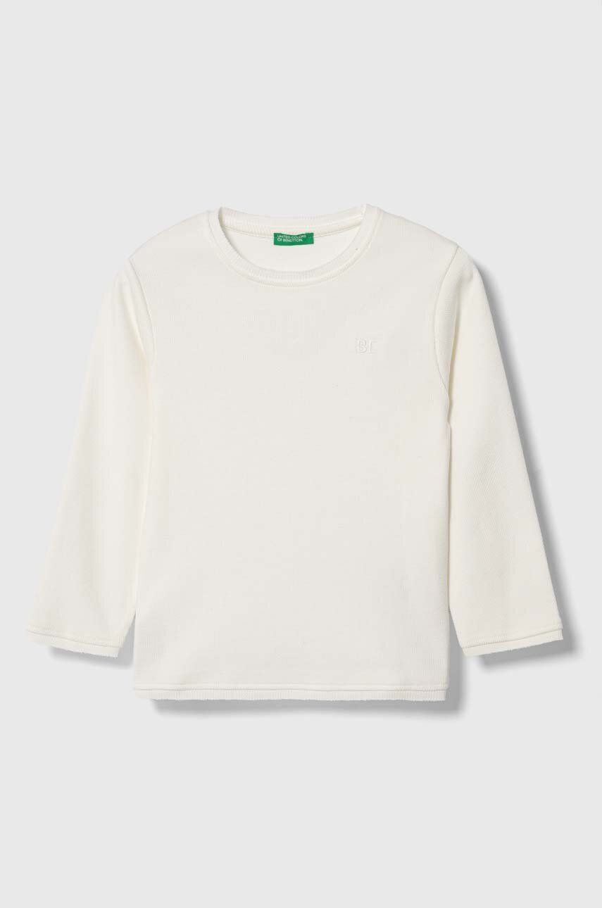 United Colors of Benetton pulover de bumbac pentru copii culoarea alb, light