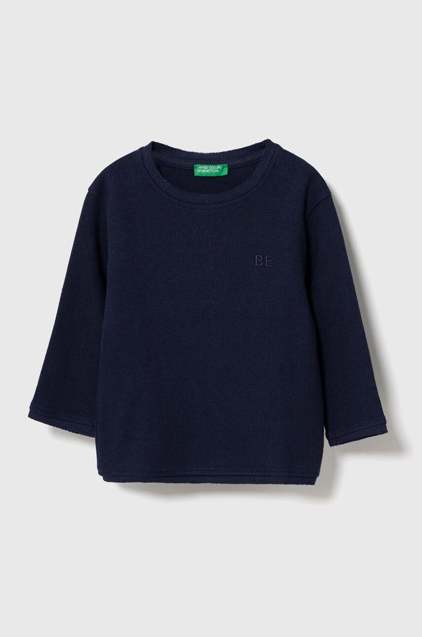 

Детский хлопковый свитер United Colors of Benetton цвет синий лёгкий