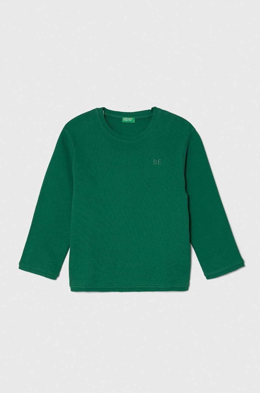 

Детский хлопковый свитер United Colors of Benetton цвет зелёный лёгкий