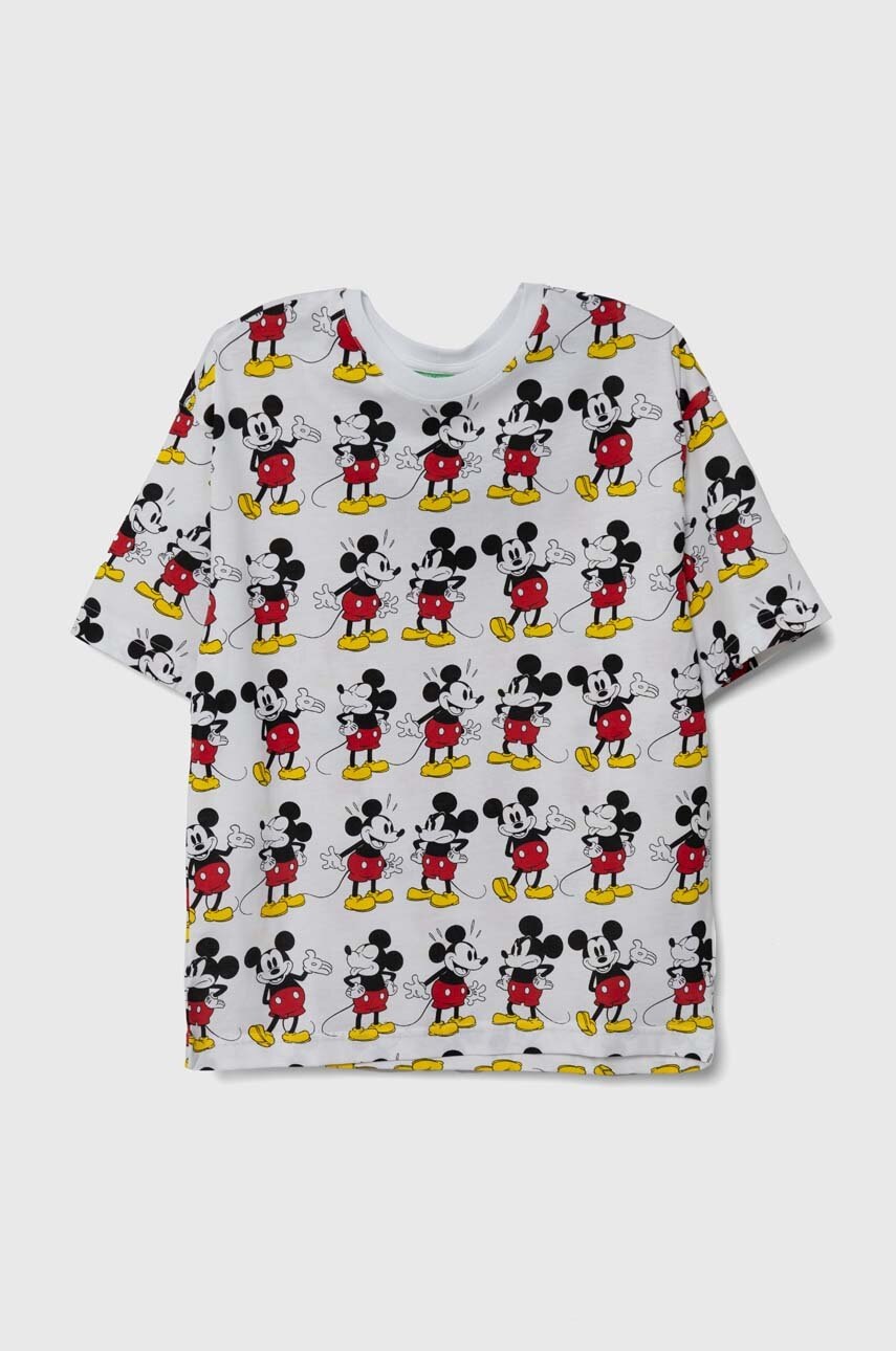 United Colors of Benetton tricou de bumbac pentru copii x Disney culoarea alb, modelator