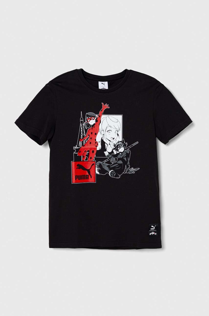 

Детская хлопковая футболка Puma x Miraculous цвет чёрный с принтом