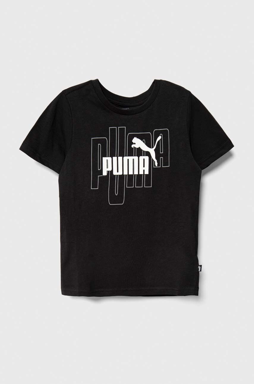 Puma tricou de bumbac pentru copii GRAPHICS NO.1 LOGO Tee B culoarea negru, cu imprimeu
