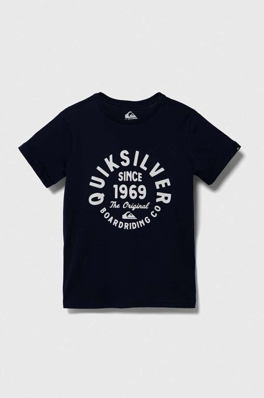Quiksilver tricou de bumbac pentru copii CIRCLEDSCRIPTFR TEES culoarea albastru marin, cu imprimeu