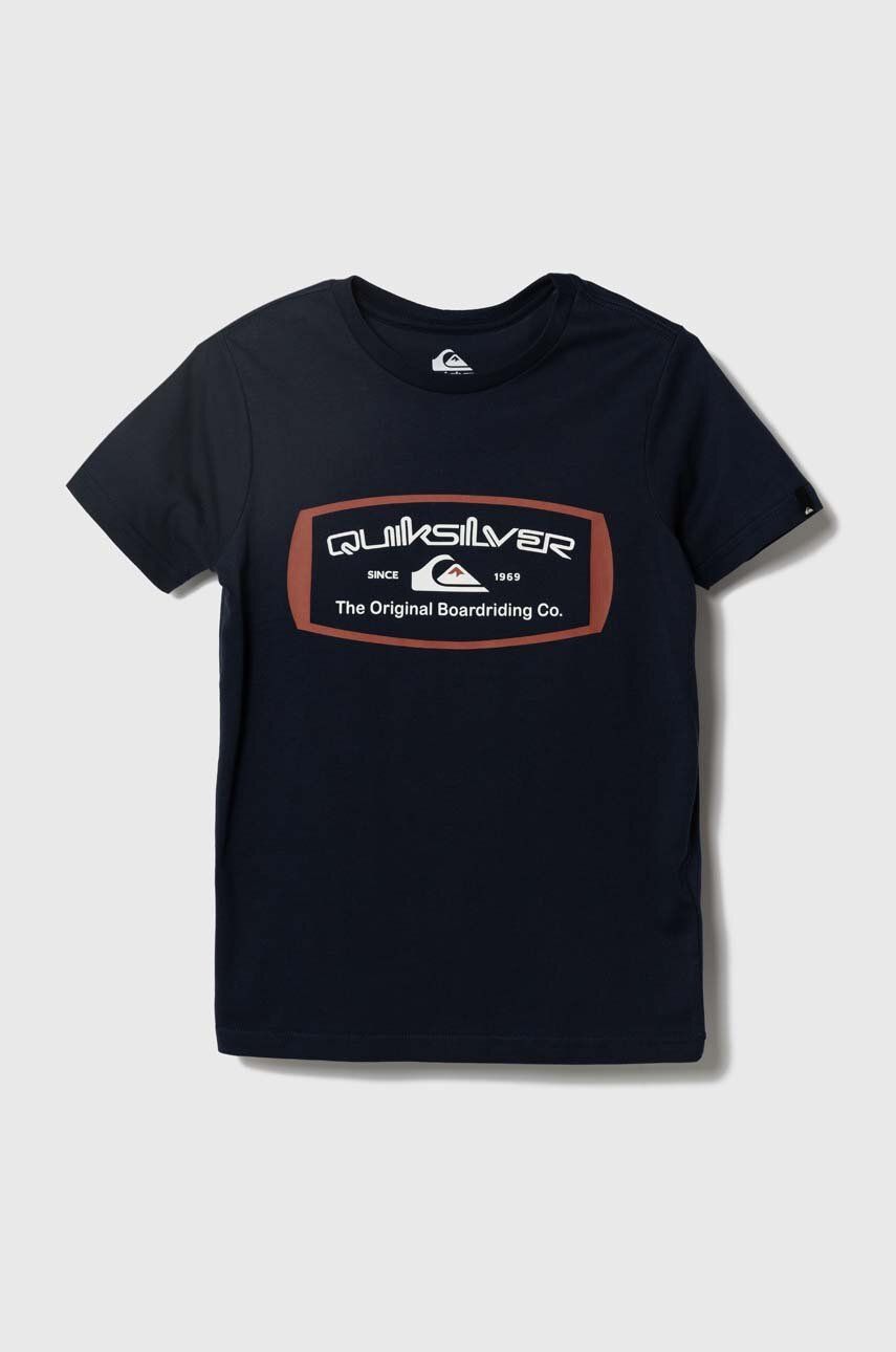 Quiksilver tricou de bumbac pentru copii QSMINDBARRELSSY TEES culoarea albastru marin, cu imprimeu