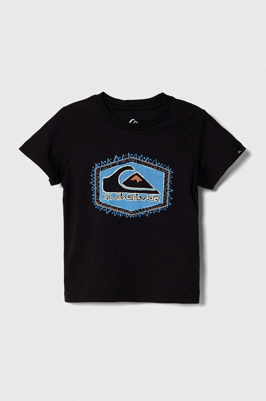 Детская хлопковая футболка Quiksilver RETROLINES TEES цвет чёрный с принтом Детская хлопковая футболка Quiksilver RETROLINES TEES цвет чёрный с принтом