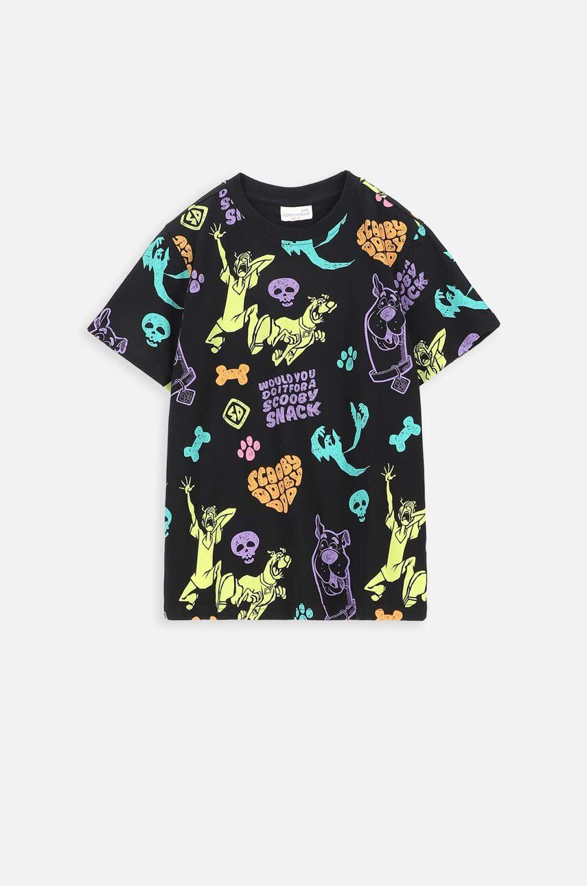 Dětské bavlněné tričko Coccodrillo x Scooby Doo černá barva, s potiskem - černá - 100 % Bavlna
