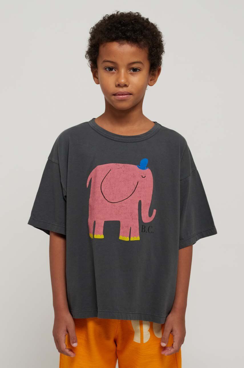 Bobo Choses tricou de bumbac pentru copii culoarea gri, cu imprimeu