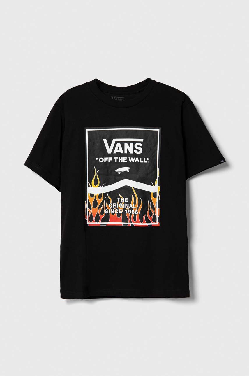 Vans tricou de bumbac pentru copii VN000AKNBLK1 PRINT BOX 2.0 culoarea negru, cu imprimeu