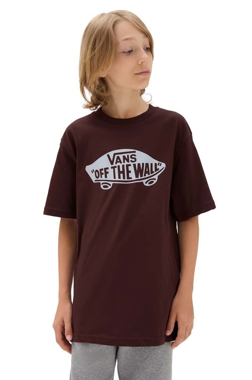 Vans tricou de bumbac pentru copii VN000IVE7YO1 STYLE 76 SS BITTER culoarea maro, cu imprimeu