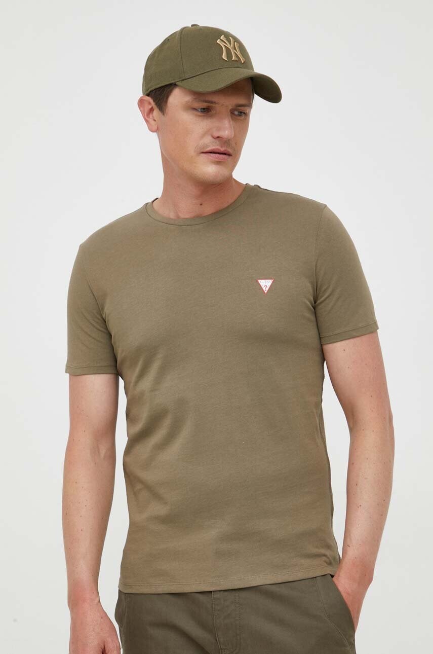 

Памучна тениска Guess в зелено с изчистен дизайн M2YI36 I3Z14, Зелен