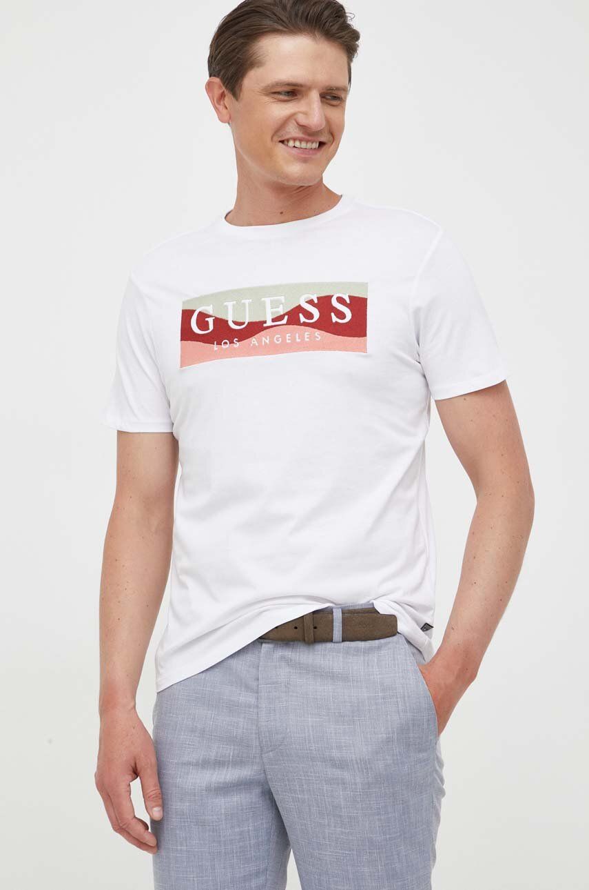 E-shop Bavlněné tričko Guess bílá barva