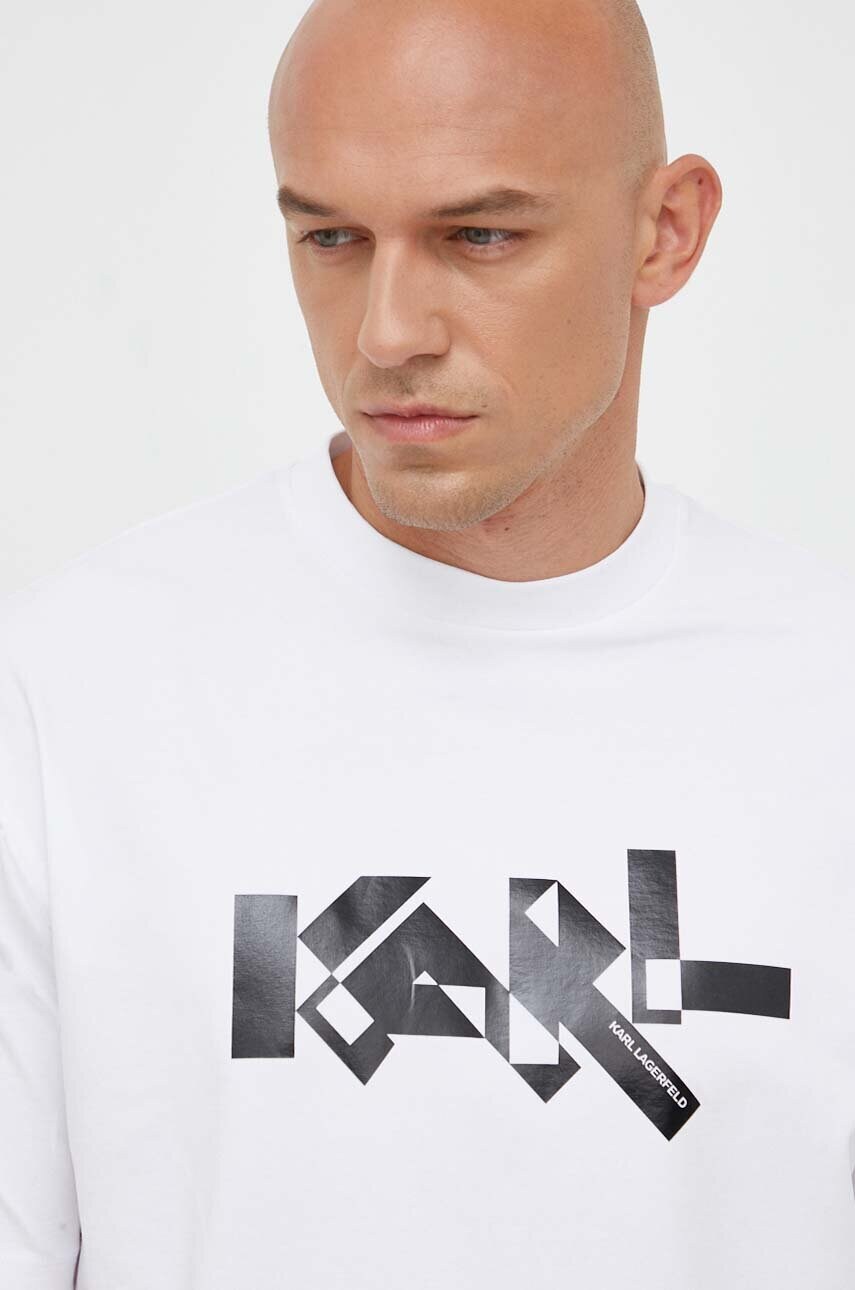 

Тениска Karl Lagerfeld в бяло с принт, Бял