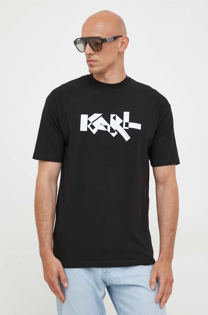 Levně Tričko Karl Lagerfeld černá barva, s potiskem