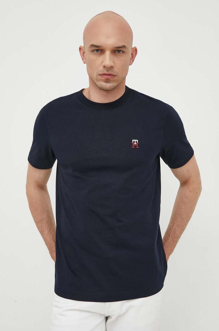 

Бавовняна футболка Tommy Hilfiger колір синій з аплікацією