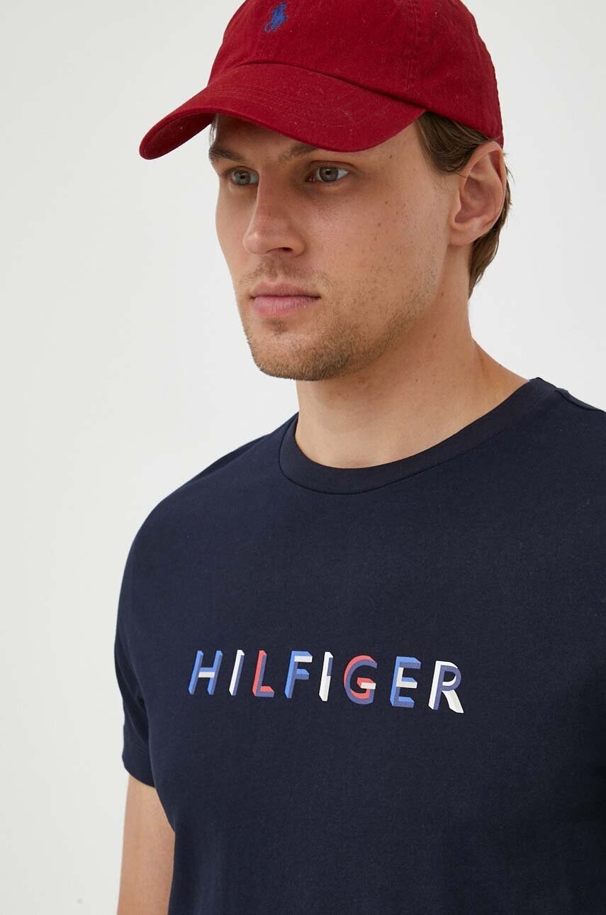 

Бавовняна футболка Tommy Hilfiger колір синій з принтом