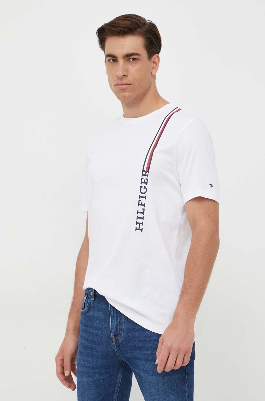 

Хлопковая футболка Tommy Hilfiger цвет белый с принтом