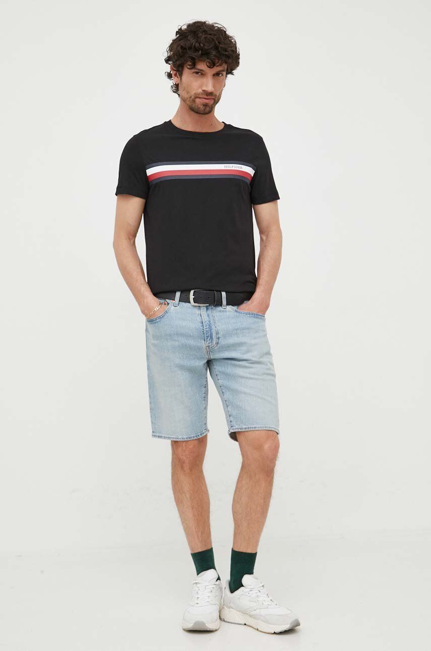 Tommy Hilfiger t-shirt bawełniany kolor czarny z nadrukiem