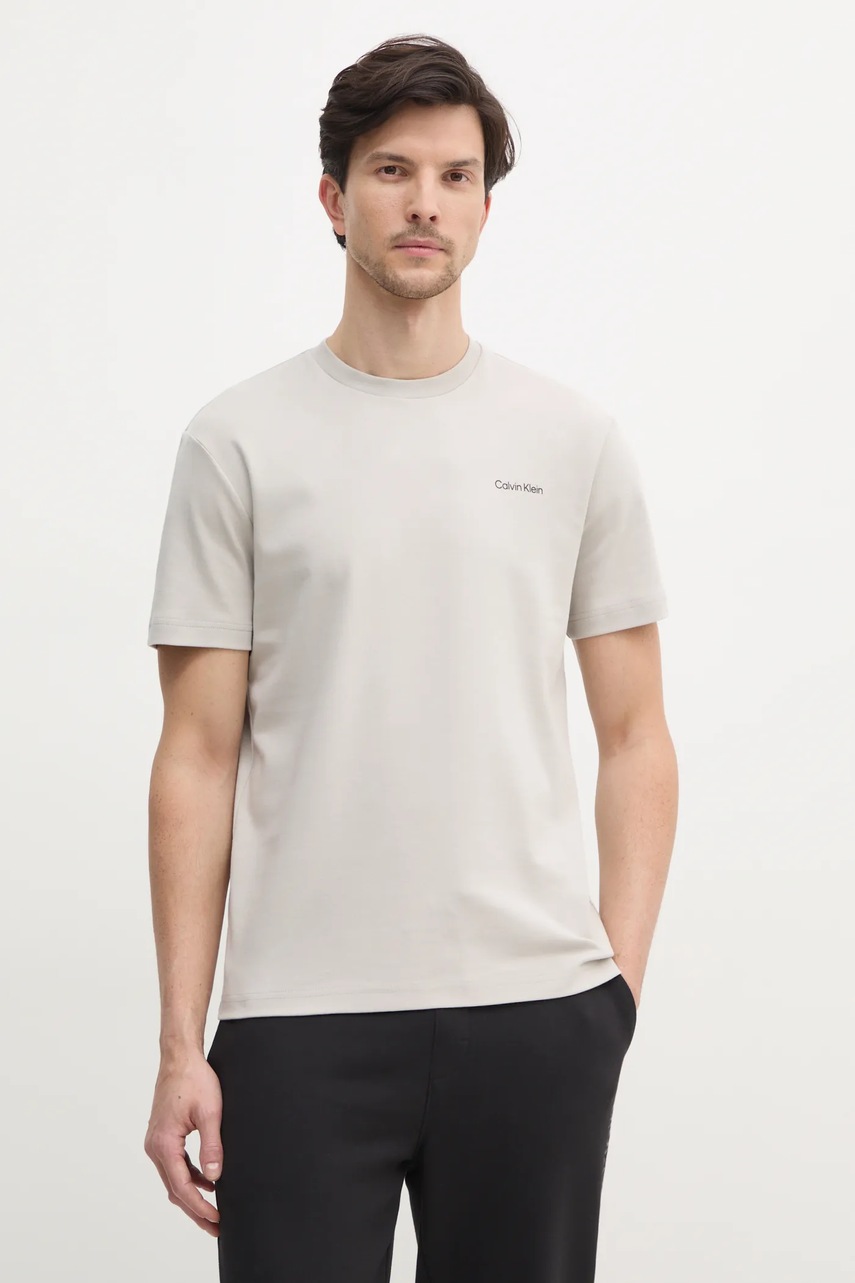 Levně Bavlněné tričko Calvin Klein šedá barva, K10K109894