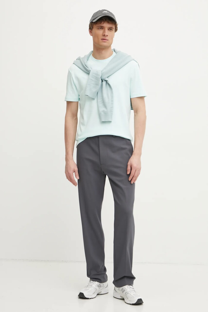 Хлопковая футболка Calvin Klein мужская цвет бирюзовый однотонная K10K109894 Хлопковая футболка Calvin Klein мужская цвет бирюзовый однотонная K10K109894