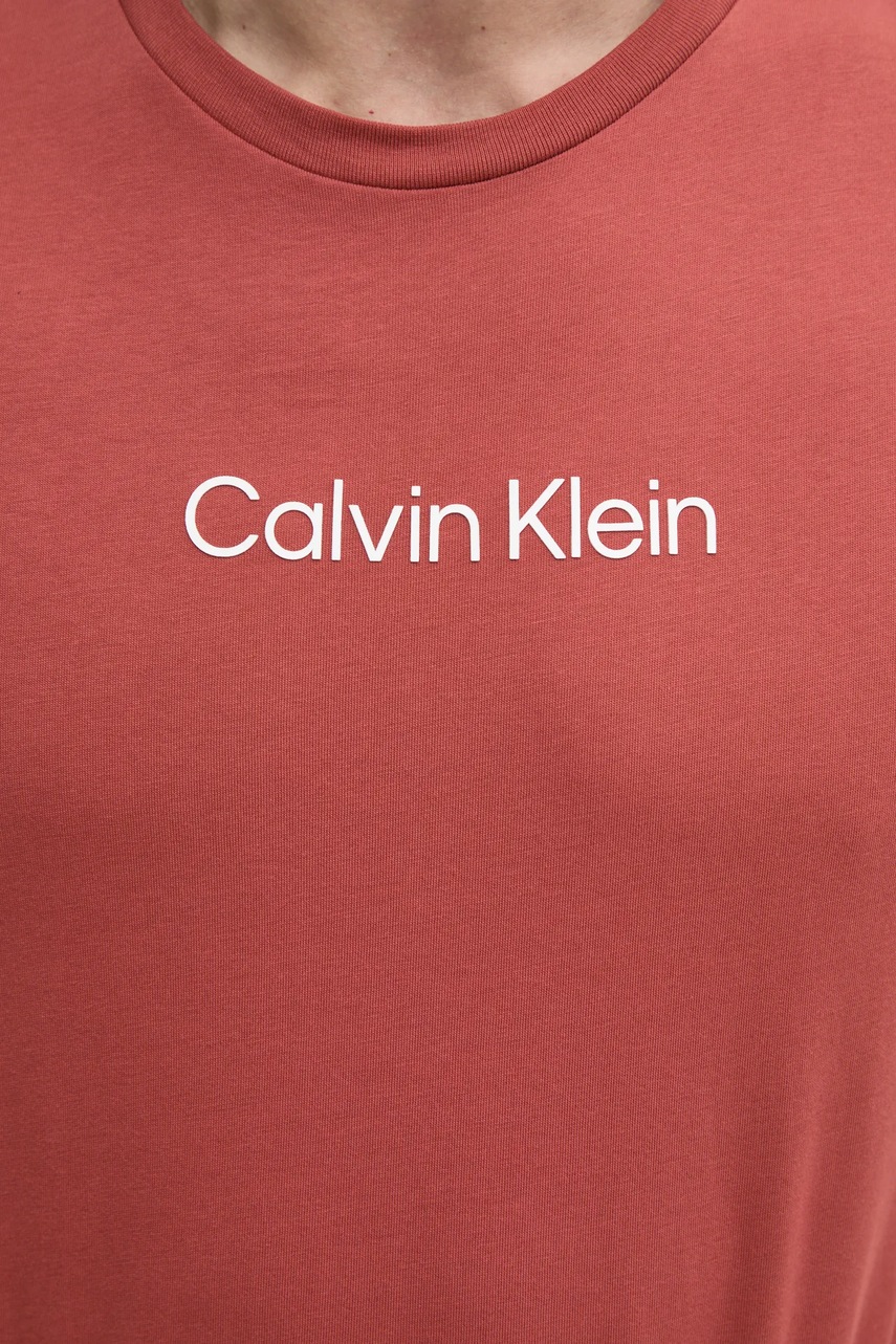 Βαμβακερό μπλουζάκι Calvin Klein ανδρικά, χρώμα: πορτοκαλί, K10K111346 φωτογραφία