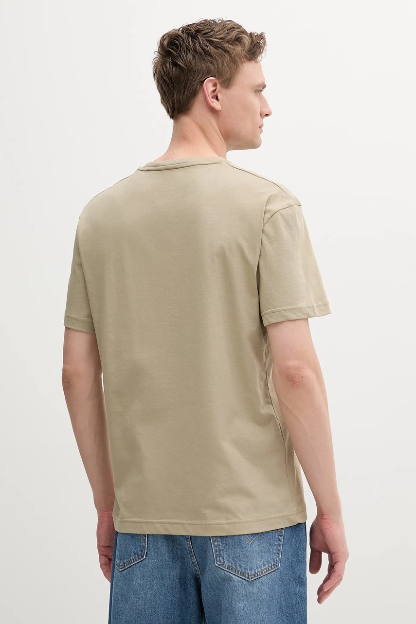 Хлопковая футболка Calvin Klein цвет бежевый узор K10K111346