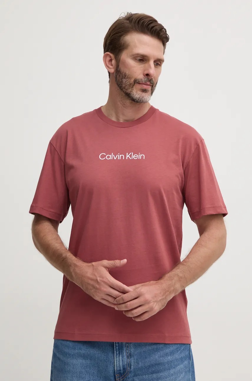 Βαμβακερό μπλουζάκι Calvin Klein ανδρικά, χρώμα: κόκκινο, K10K111346 φωτογραφία