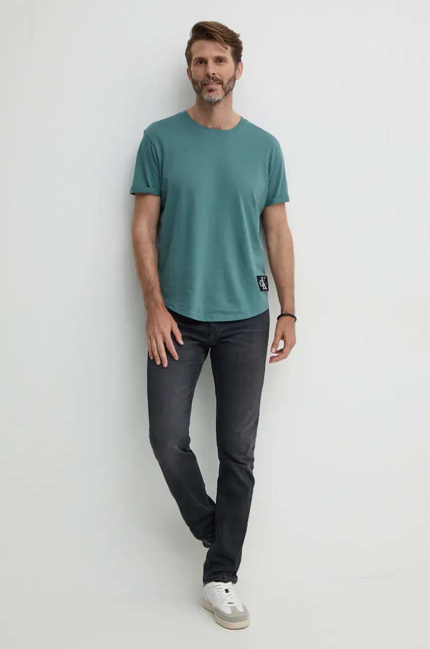 Хлопковая футболка Calvin Klein Jeans мужская с аппликацией J30J323482 Хлопковая футболка Calvin Klein Jeans мужская с аппликацией J30J323482