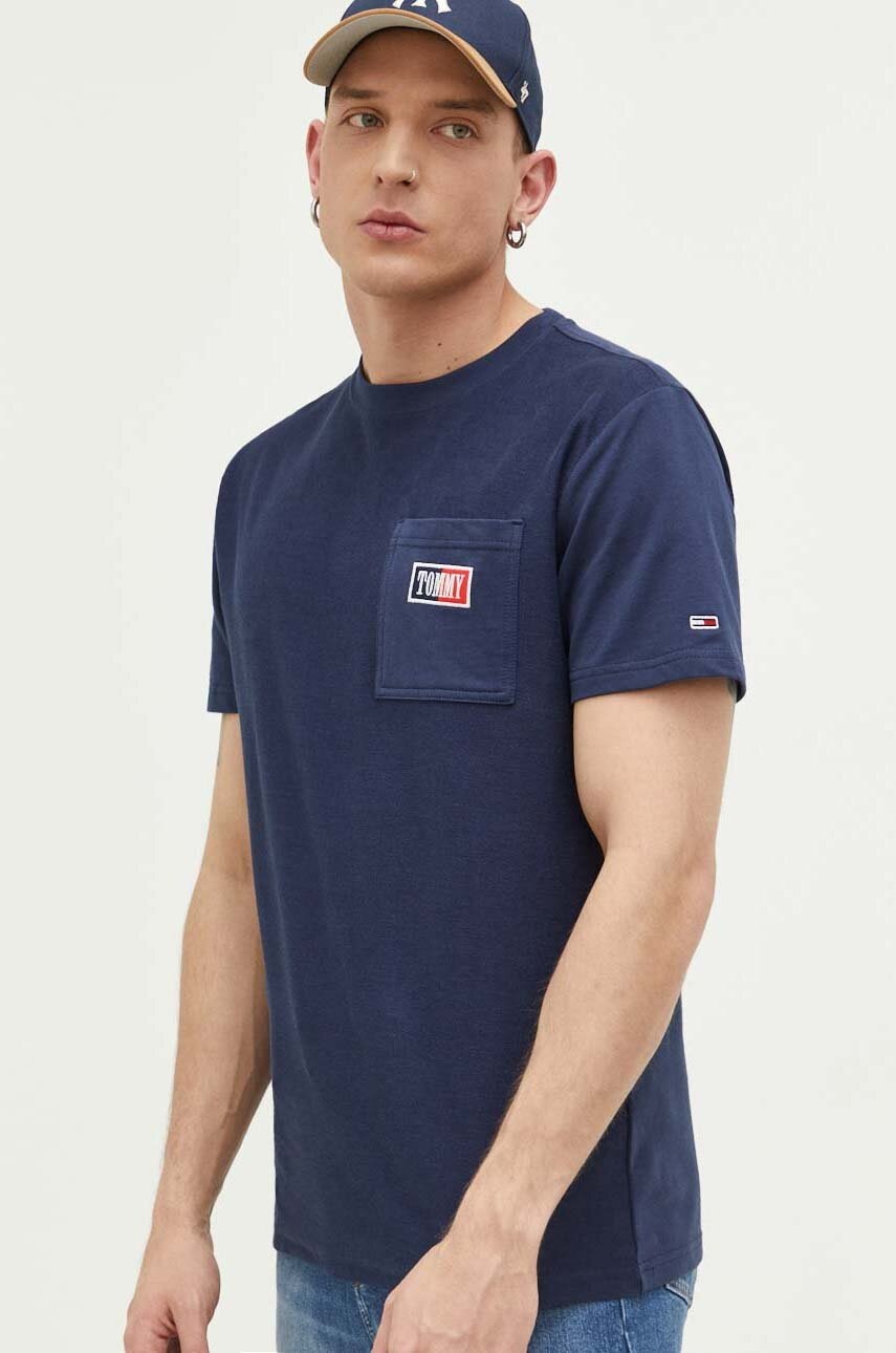 

Бавовняна футболка Tommy Jeans колір синій з аплікацією
