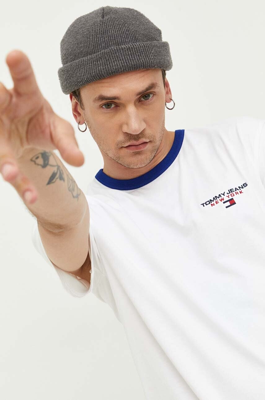 

Бавовняна футболка Tommy Jeans колір білий однотонний