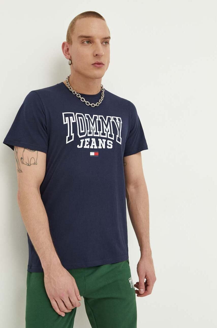 

Бавовняна футболка Tommy Jeans колір синій з принтом