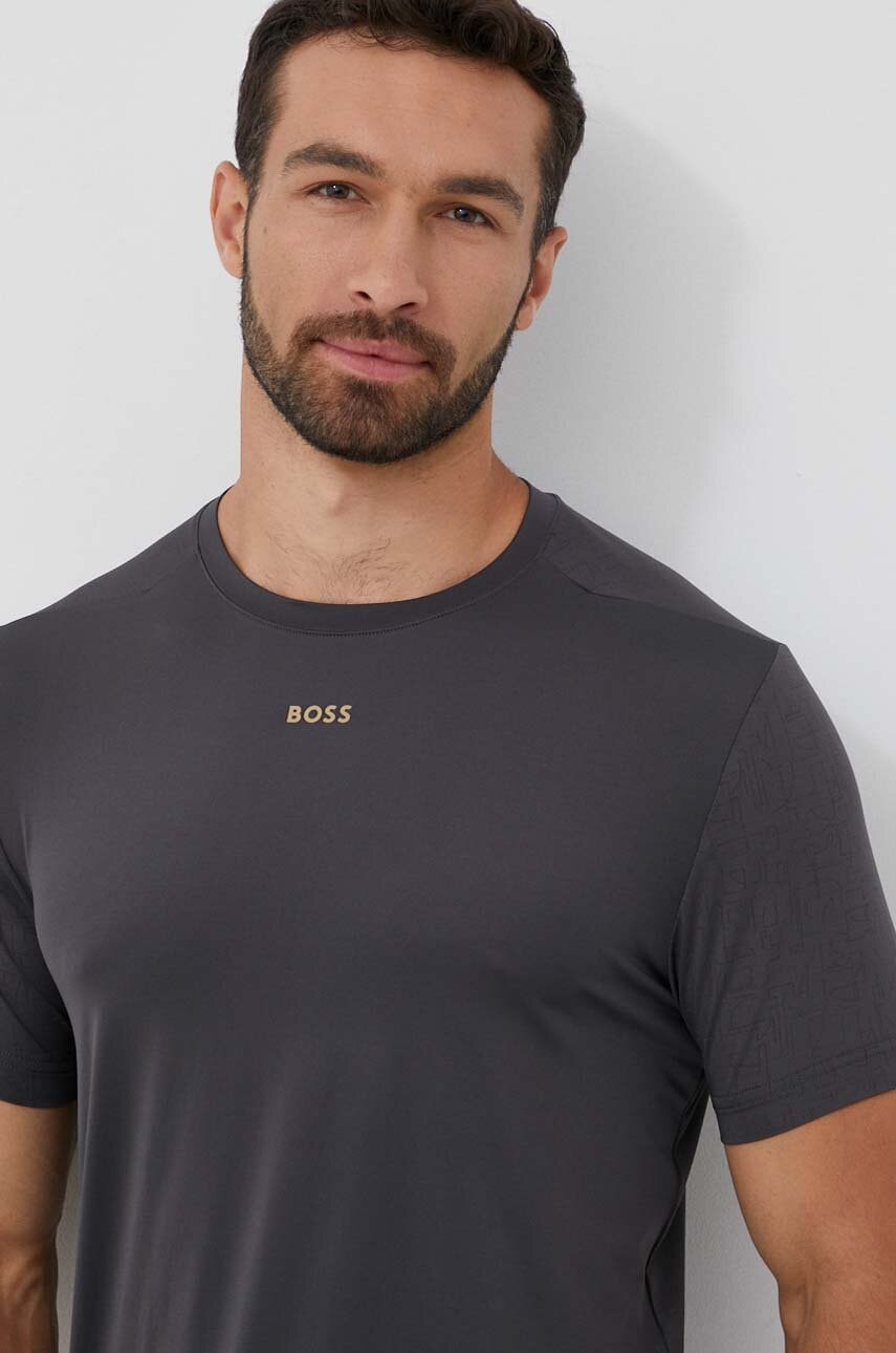 Boss Green tricou BOSS GREEN barbati, culoarea gri, modelator