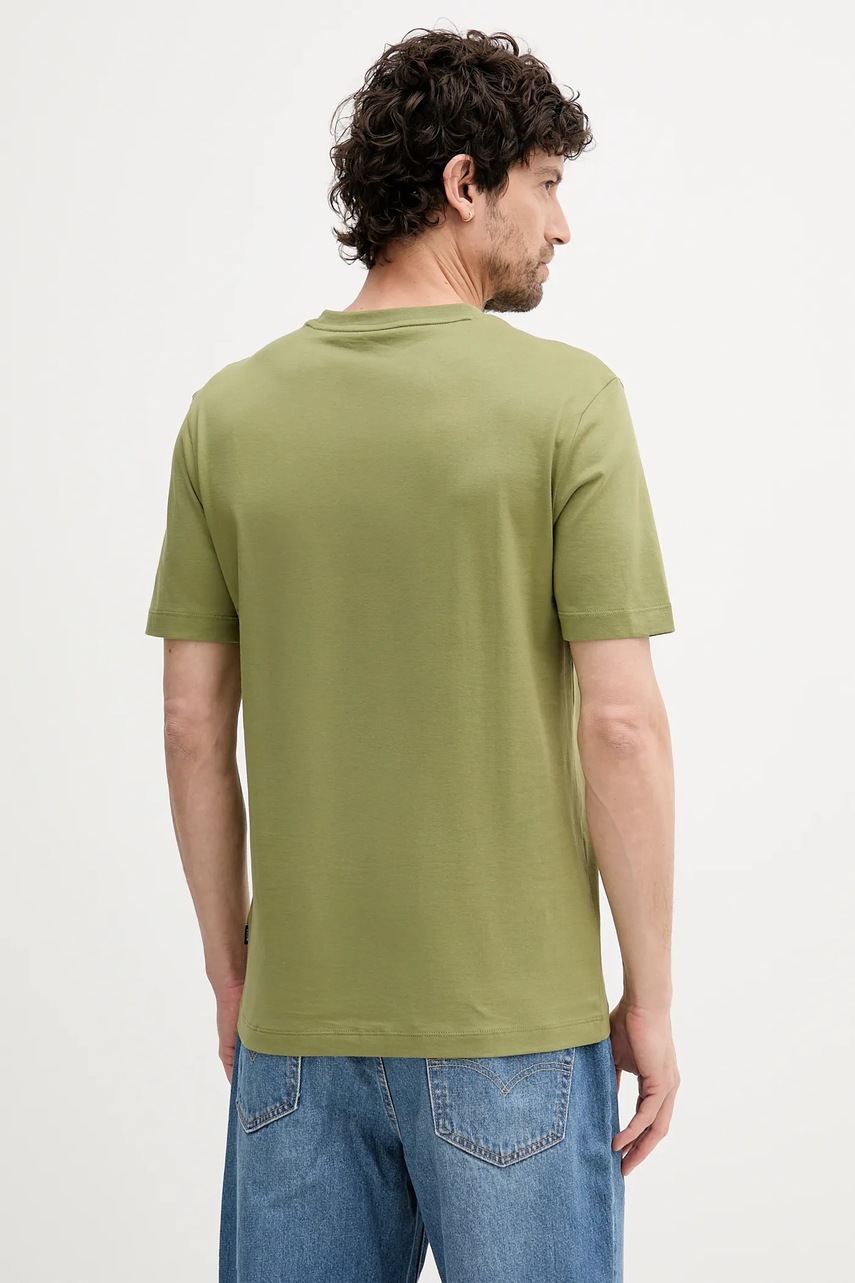 Хлопковая футболка BOSS цвет бежевый с принтом Хлопковая футболка BOSS цвет бежевый с принтом