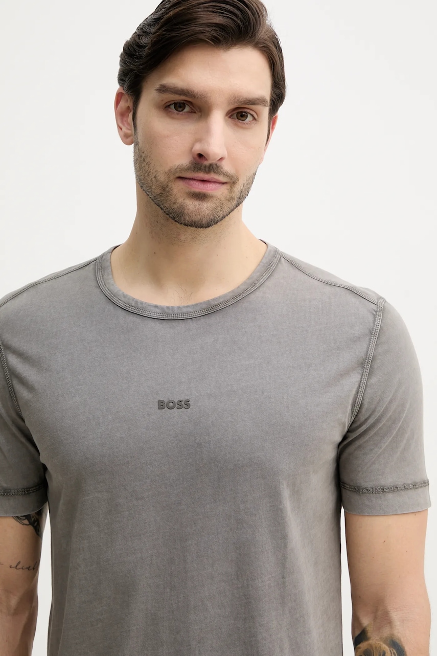 BOSS Orange tricou din bumbac BOSS ORANGE barbati, culoarea bej, neted, 50502173 BOSS Orange tricou din bumbac BOSS ORANGE barbati, culoarea bej, neted, 50502173