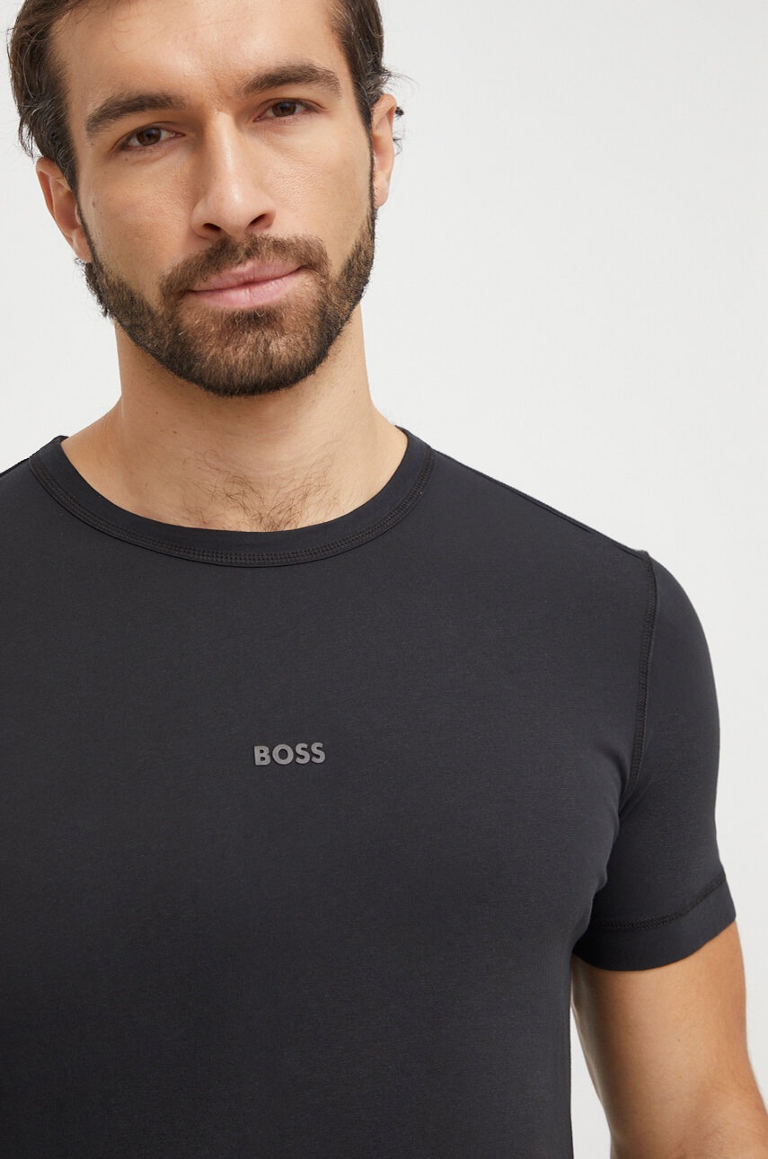 Boss Orange pamut póló BOSS ORANGE fekete, sima termék 2. képe